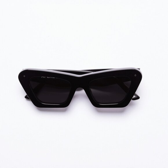 Afends Sundae Driver Cat Eye Sunglasses – Gloss Black Bio-Acetate, Oversized - Picture 1 of 5